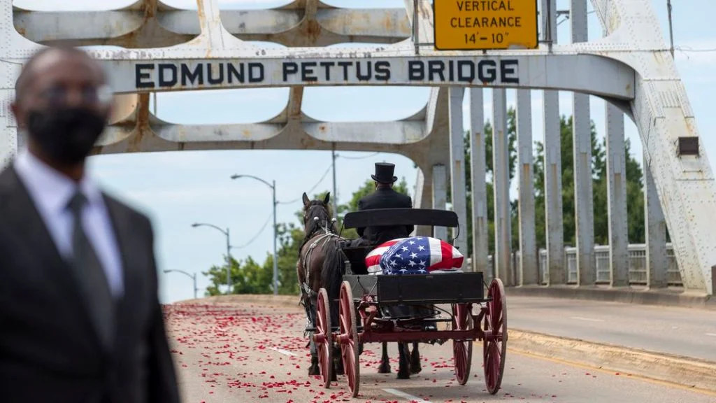 Body of John R. Lewis, Selma bridge crossing July 2020 Credit: ALYSSA.POINTER@AJC.COM