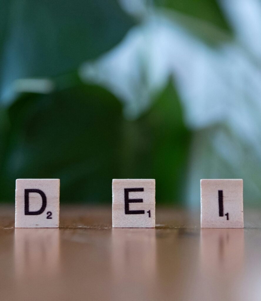 Diversity Equity And Inclusion scrabble letters
